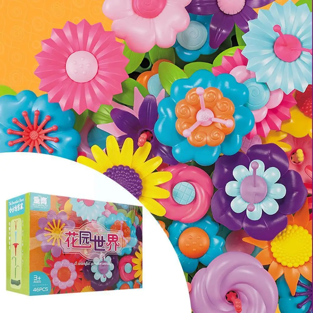 

Kids Diy Art Craft Kits Flower Garden Building Toys Interaction Assembly Toys Educational Parent-child Blocks Set S7z3