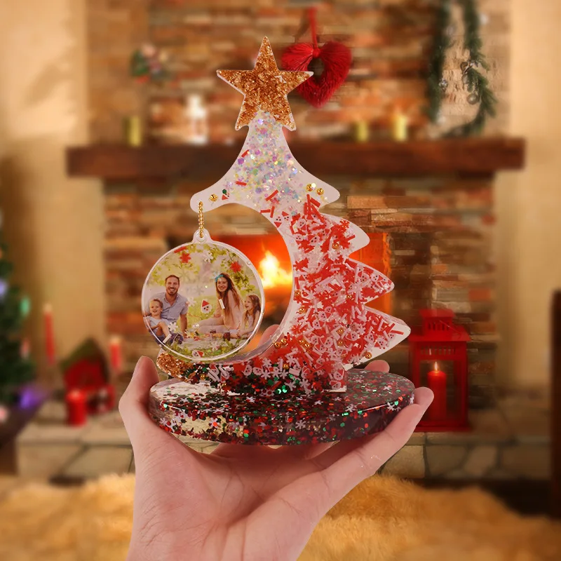 DIY Christmas Tree Photo Frame Silicone Mold Crystal Epoxy Resin Craft Casting Mold Handmade HomeDecoraton Christmas Resin Molds