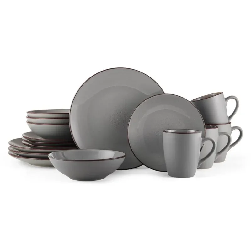 

® Pierce Gray 16-Piece Dinnerware Set Stoneware