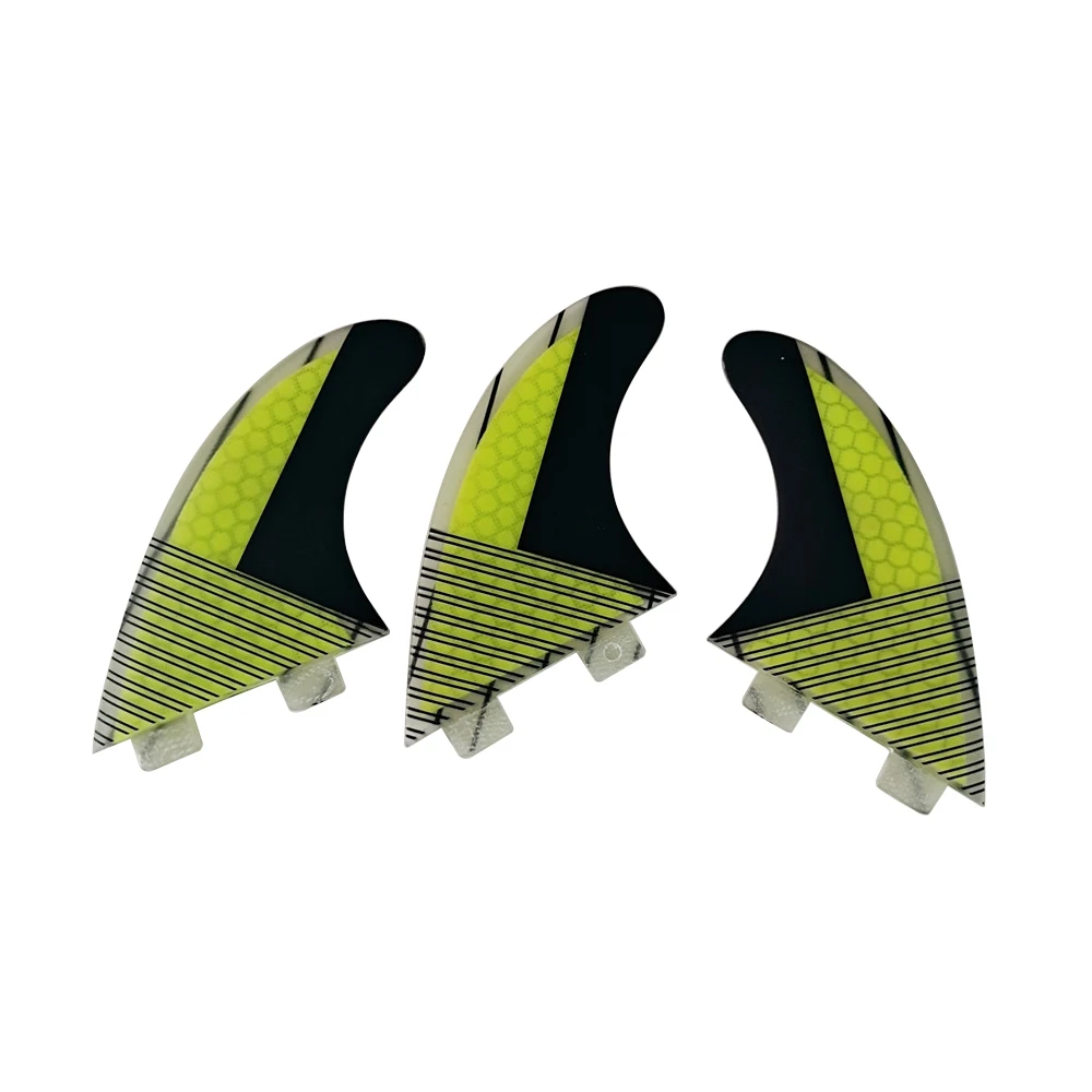 Surf Board UPSURF FCS Fins Thuster G5 For 3pcs per set Fiberglass Honeycomb Yellow Color SurfBoard Fin