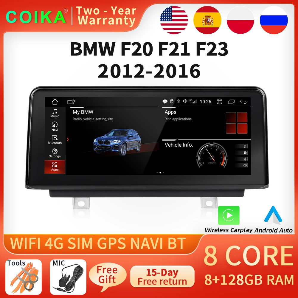 Автомобильный мультимедийный плеер COIKA 8 ядер + 128 ГГц Wi-Fi SIM для BMW F20 F21 F22 F23 12-17 Google