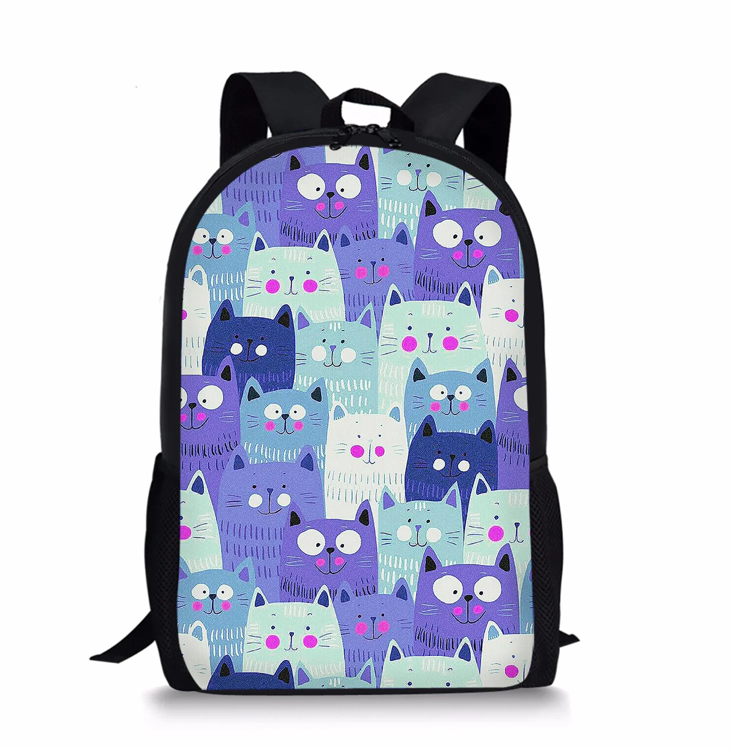 Cat Print Backpack Portable Casual Outdoor Travel Children's Knapsack Durable Large Capacity School Bags for Girls Boys