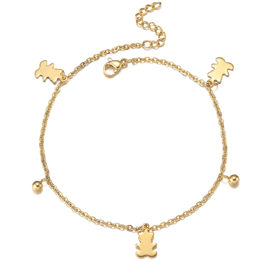 

Браслет на лодыжку с четырехлистным клевером, золотистый ножной браслет ручной работы, летняя пляжная цепочка, аксессуары для женщин и девушек