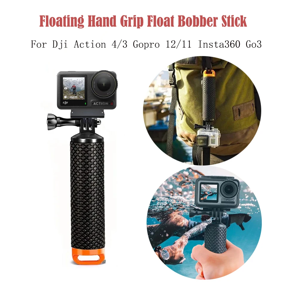 

Floating Hand Grip for DJI Action 4 3 GoPro 12 11 Underwater GoPro Hand Stick Monopod Pole for Go Pro 12 9 8 Camera Accessories