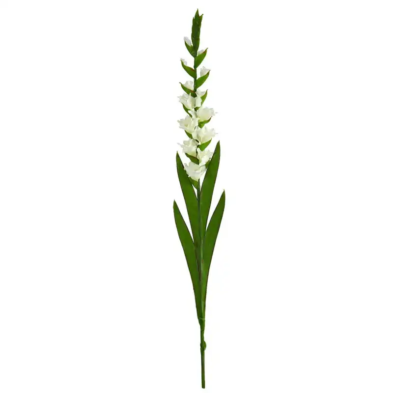 

46in. Gladiolus Artificial Flower (Set of 3), White Wedding Party Vase Home Autumn Decoration Fake Flower