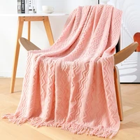 blanket texture lightweight classic bed plaid with fringe throw sofa knit blanket air conditioner blanket new blanket