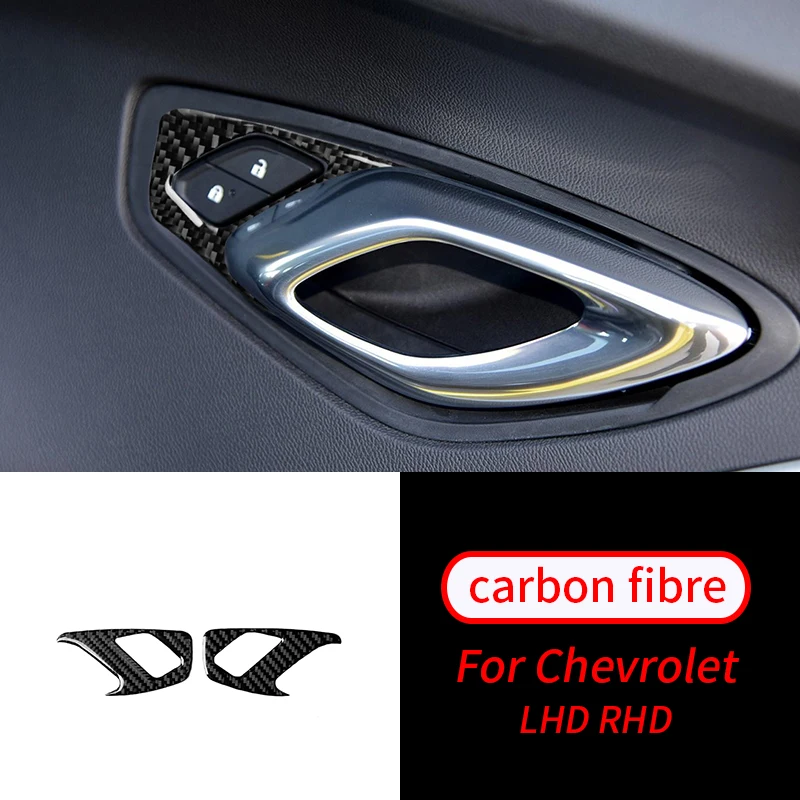 

For Chevrolet Camaro 2017-2019 2 PCS Real Carbon Fiber Door Lock Button Sticker Trim Car Interior Accessories
