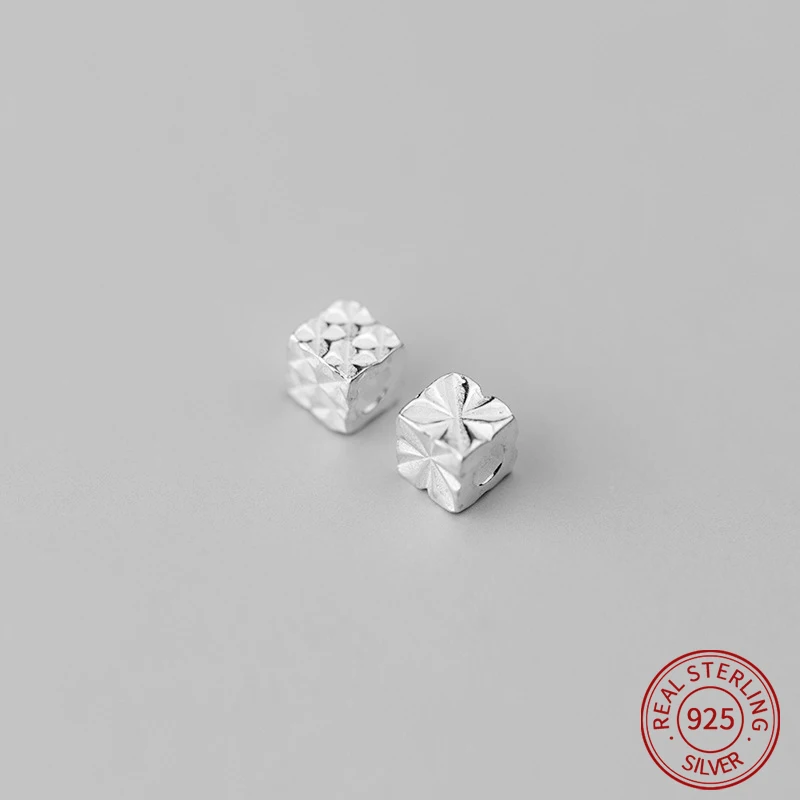 

925 Sterling Silver Embroidery Pattern Cute Big Hole Spacer Beads for Needlework To DIY Bracelet Supplies Jewelry Making