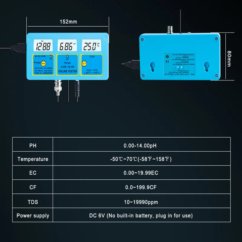 Новый PH-117M 5 в 1 многопараметрический монитор качества воды pH EC CF TDS измеритель