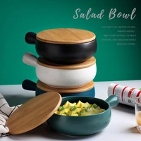 nordic plate baked rice bowl with handle baking bowl ceramics plate personality tableware instant noodle bowl fruit salad bowl