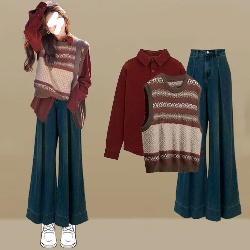 Женский осенне-зимний комплект одежды новинка 2024 изящный вязаный жилет с