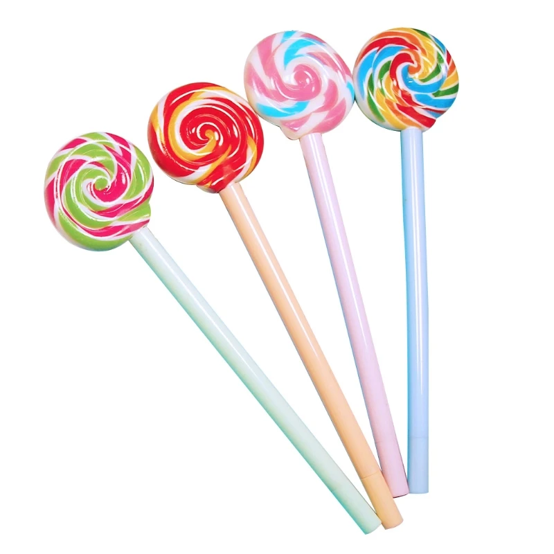 

G5AA 20 Pcs Cute Lollipops Shaped Black Gel Pen Cartoon Lollipop Pen Cap Medium Point Exquisite Rollerball Pen Sets for Kids