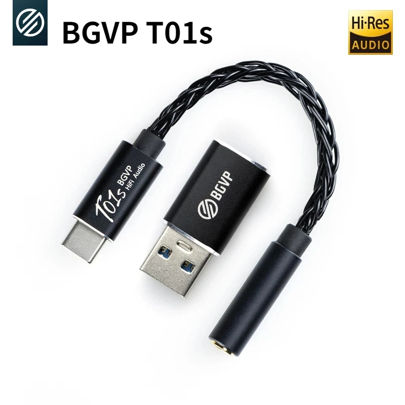 

BGVP T01s Dac Decoding Audio HiFi Earphone Amplifier USB TypeC to 2.5/3.5/4.4mm Jack Adapter 32bit Digital Decoder AUX Converter