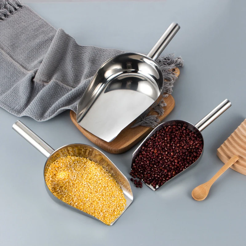 1Pcs Stainless Steel Ice Scoop Bar Pub Home Kitchen Cubes Spice Sugar Flour Nut Gadget Round Shovel | Дом и сад