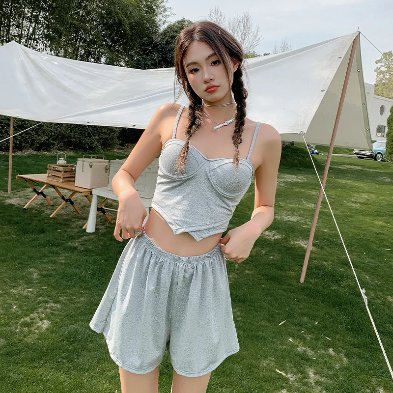 New Sling Swimsuit Women Split Three-Piece Boxer Backless Conservative Slimming Belly Covering Hot Spring Vacation