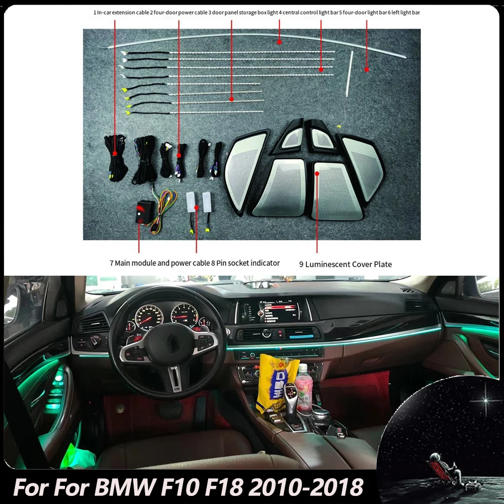 

Полный комплект для BMW F10 F18 5 серия 2010-2018 CIC система NBT светодиодная подсветка интерьерная панель декоративная подсветка