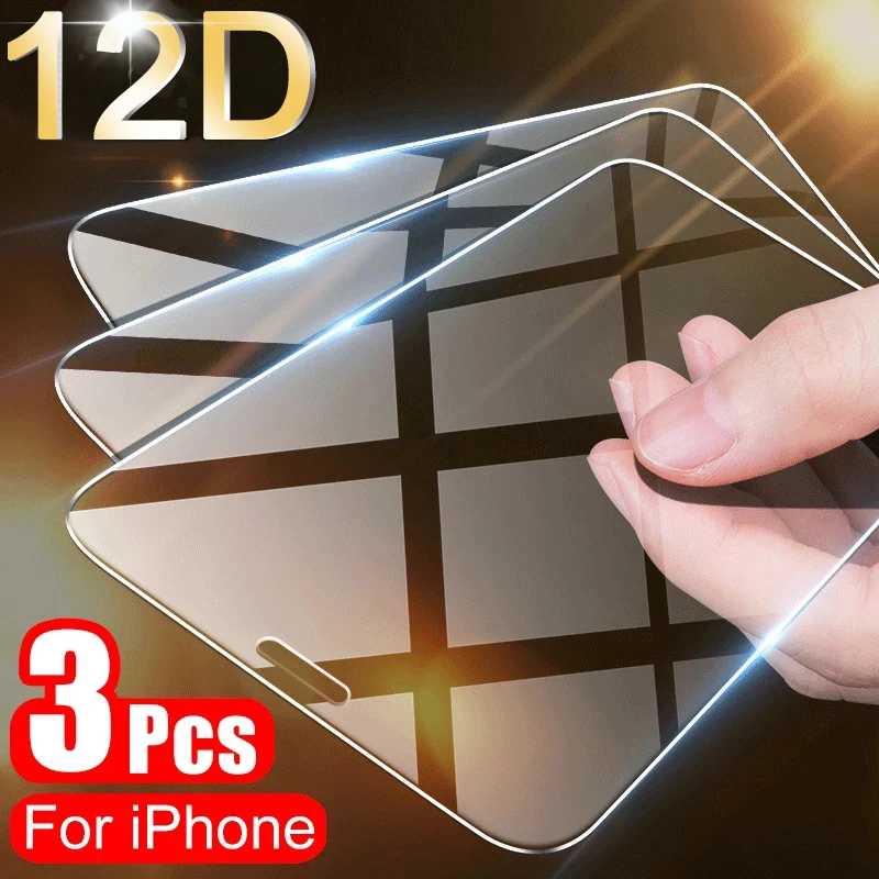 

3PCS Protective Glass On the For iPhone 11 7 8 6 6s Plus 5 5s SE Screen Protector For iPhone 11 12 13 Pro Mini X XR XS MAX Glass