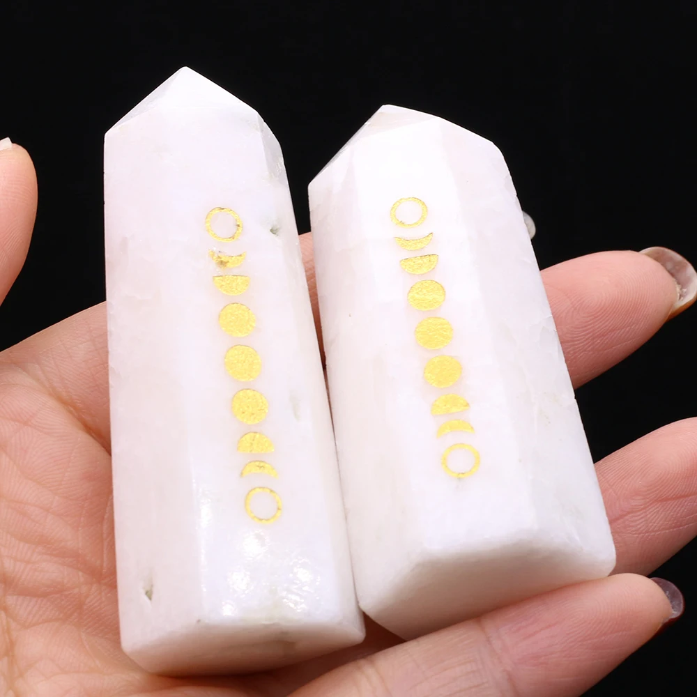 

Natural Stone White Marble Crystal Tower Hexagonal Prism Jewelry Modern Home Craft Desktop Decoration landscape Ornament 60-80mm