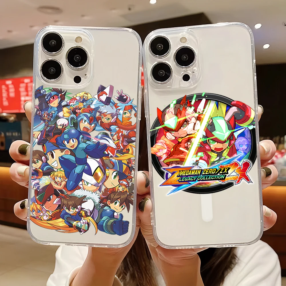 Game For iPhone 11 12 13 14 15 16 Pro Max Plus Magsafe Magnetic Transparent Protector Wireless Charge Phone Case M-Mega M-Man