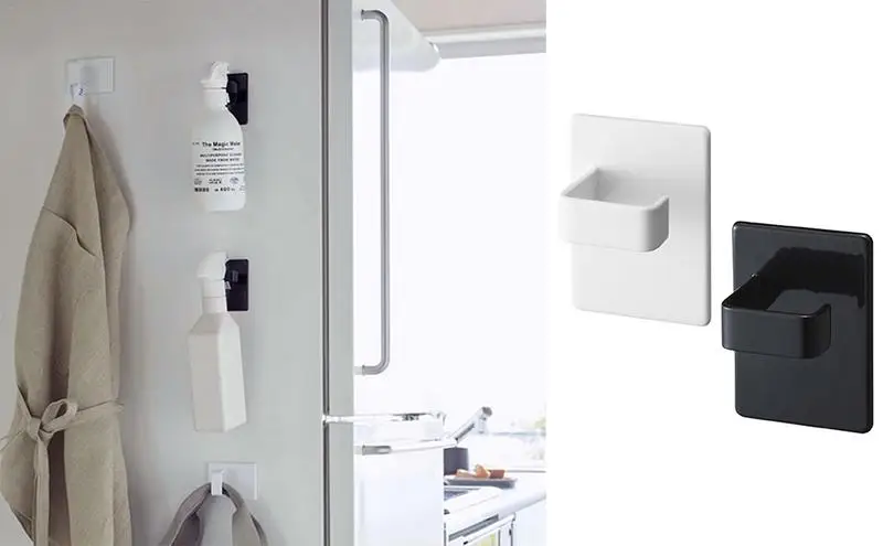 

2PCS Magnetic Hooks Durable Design Multifunctional Space Saving Refrigerator Storage Magnet Side Hook For Spray Bottles home