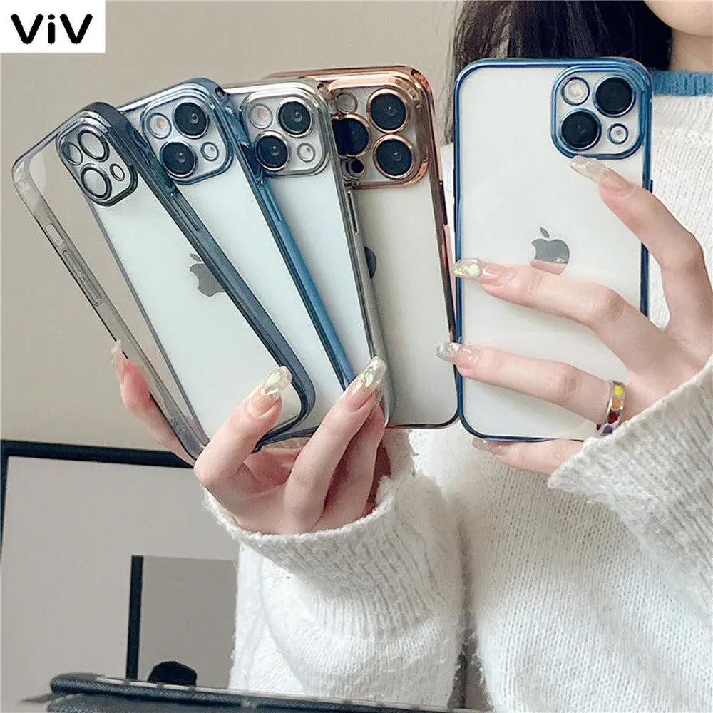 

Роскошный прозрачный силиконовый чехол с квадратной рамкой для iPhone 11 12 13 Pro Max Mini X XR 7 8 Plus SE 2020, прозрачная задняя крышка