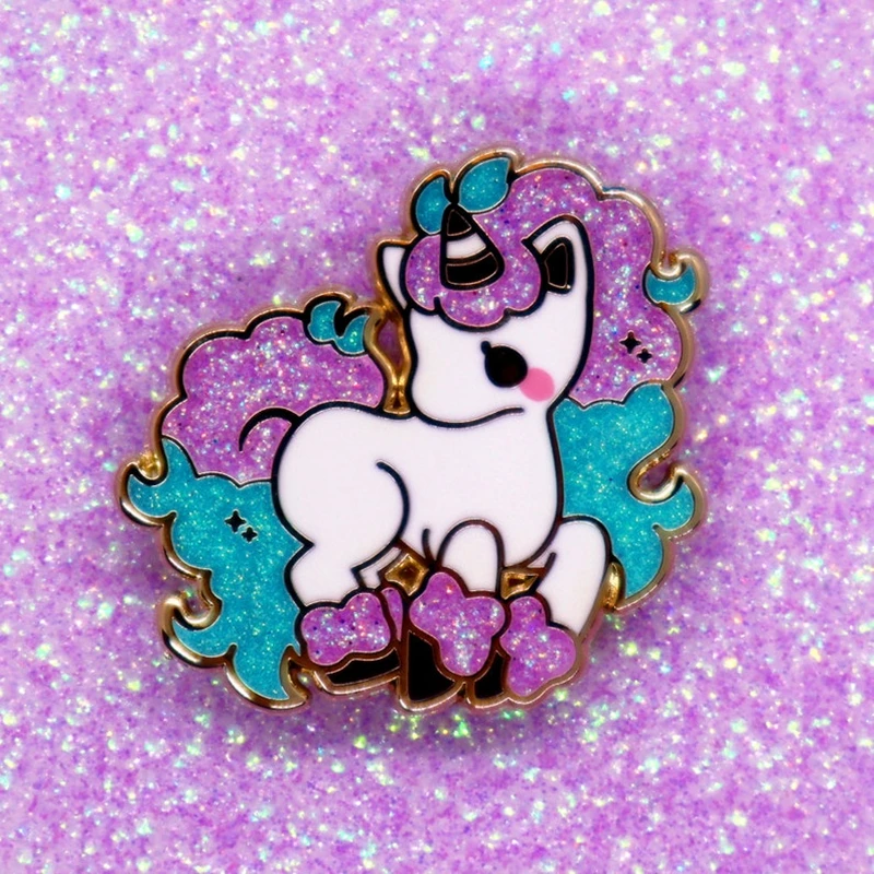 

Creative Cute Cartoon Floof Pony Hard Enamel Badge Brooch DIY Backpack Collar Lapel Pin Party Gift Jewelry Animal Brooch