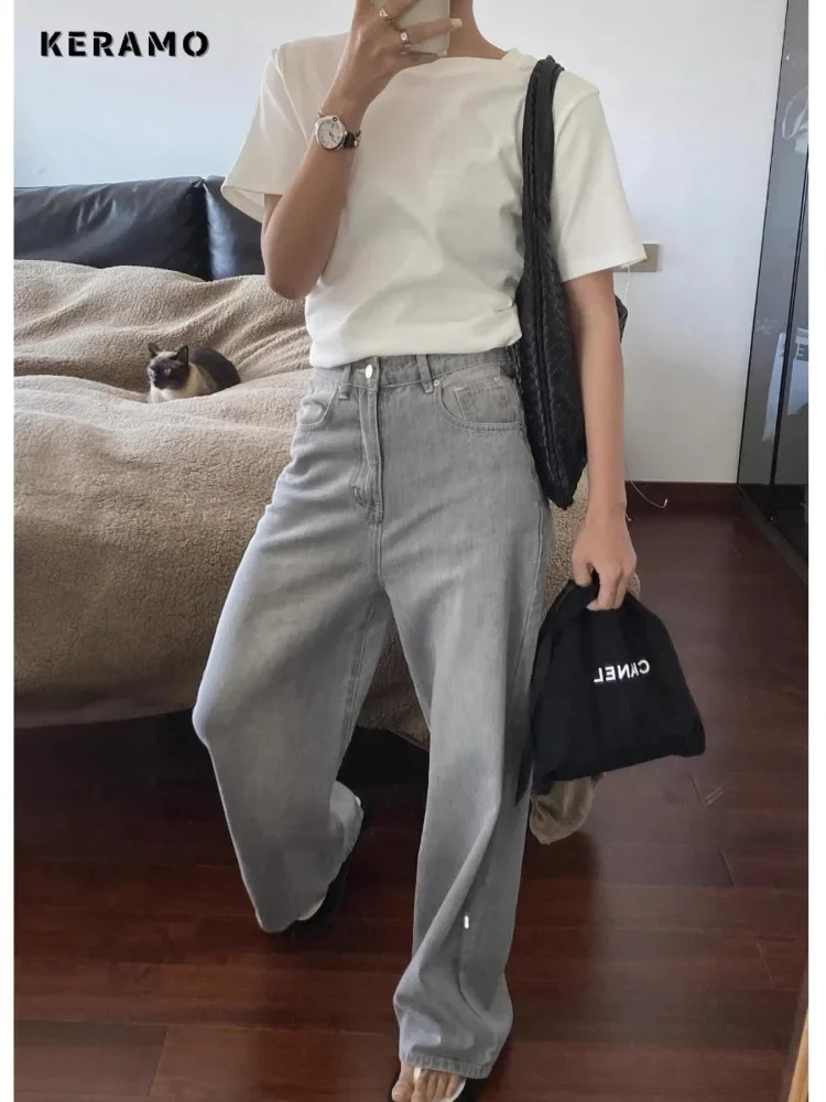 Женские повседневные джинсы в стиле ретро свободные брюки из денима панк с