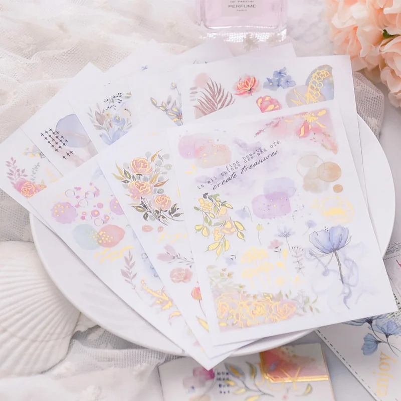 

2022 Enjoy Summer Gilding Flower RUB ON Sticker Scrapbooking Junk Journal Crafts Transfer Stickers DIY Photo Albums Decorative