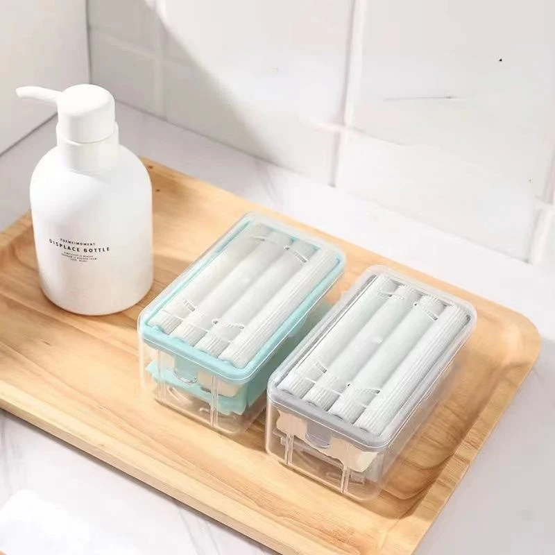 

New multifunctional laundry soap box soap box hands-free bubble soap box home lazy storage rack