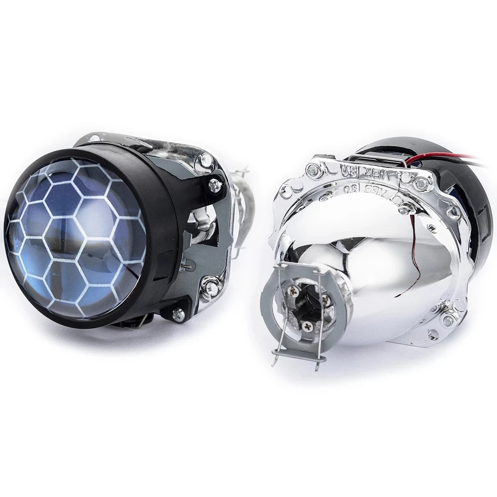 Фото 2,5-дюймовый RGB APP LED Devil Eyes Blue Honeycomb Биксеноновый объектив проектора H4 H7 База Использование h1 Фара автомобиля Мотоцикл в сборе №4