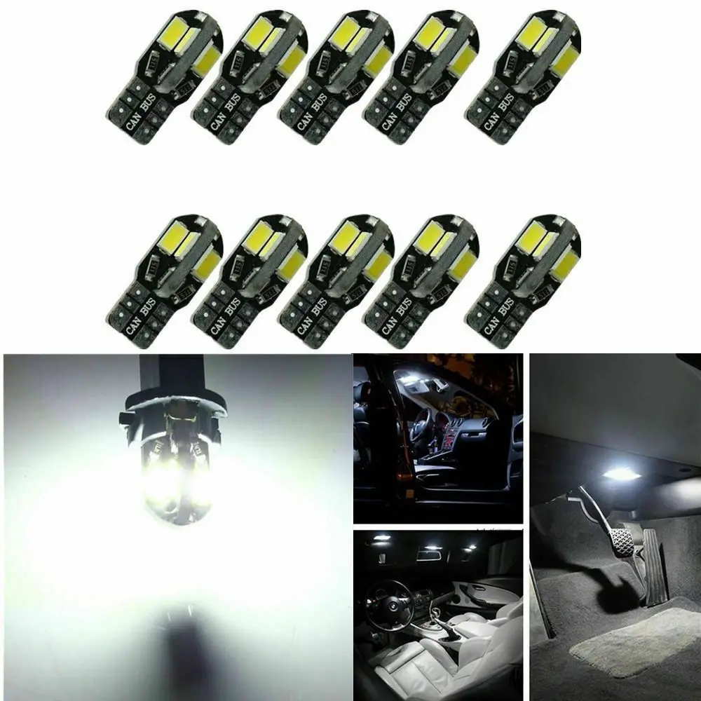 

10pcs Useful Car Light Bulb New Car Lights White Dome T10 194 168 W5W Canbus Side Marker LED Light Bulbs