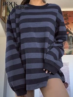 rockmore oversize pullovers harajuku striped sweatshirts y2k casual long sleeve loose hoodie tops women autumn grunge outfits