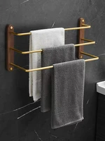 nordic multi layer black walnut golden towel rack hanging rod bathroom toilet rack punch towel rod pendant bathroom double towel