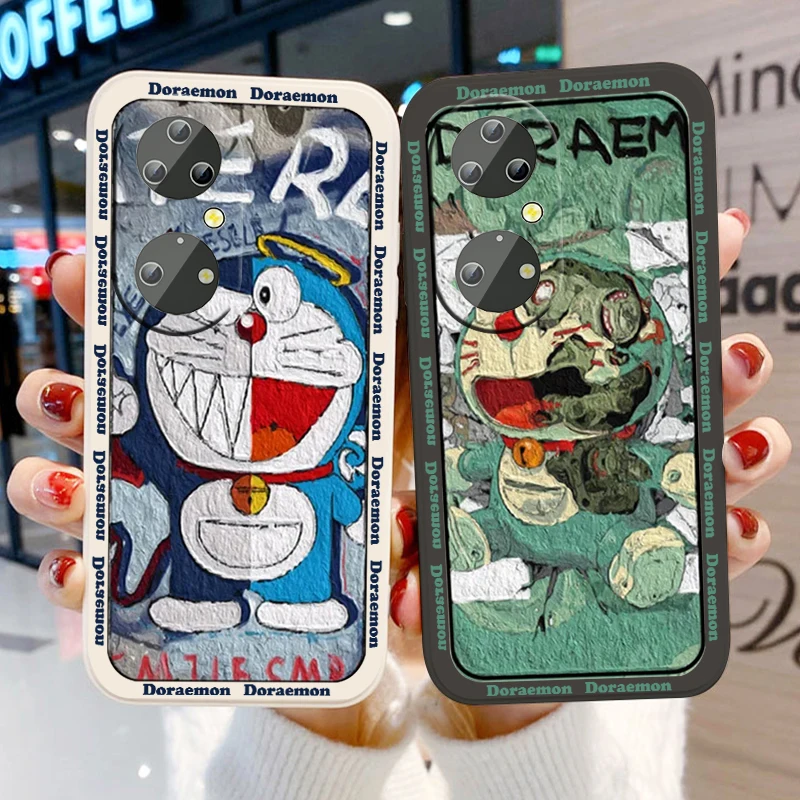 

Trendy cool style Doraemon Phone Case For Huawei P50 P40 P30 P20 Pro Lite E Y9S Y9A Y9 Y6 Nova Y70 5T 9 5G Liquid Rope