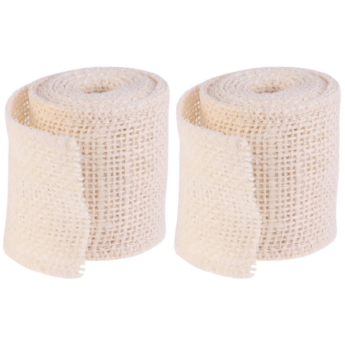 

2pcs 2M Jute Burlap Ribbon Roll for Christmas Decoration (Cream)