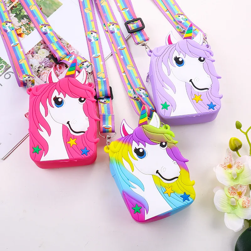 

New Unicorn Pop Fidget Toys Coin Purse Ladies Backpack Push Bubble Simple Dimple Sensory Decompression Squeeze Toys for Girls