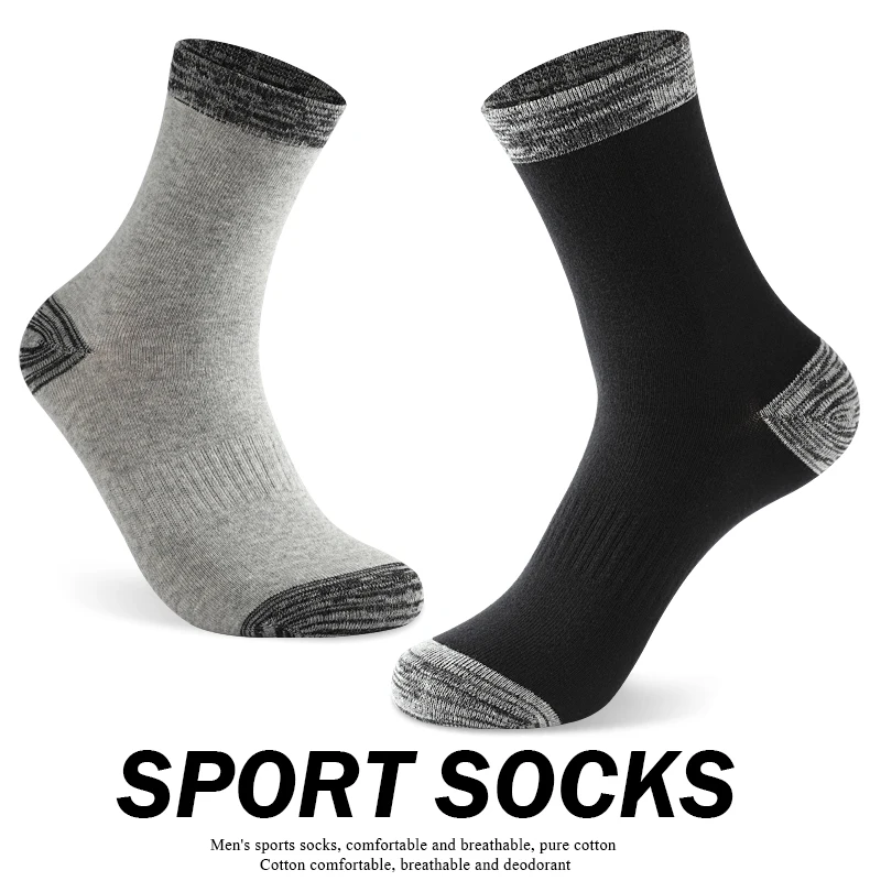 6 Pairs High Quality Mid-tube Men's Socks Black Leisure Sports Socks Cotton Walking Running Long Socks For Male Gifts Size 38-45
