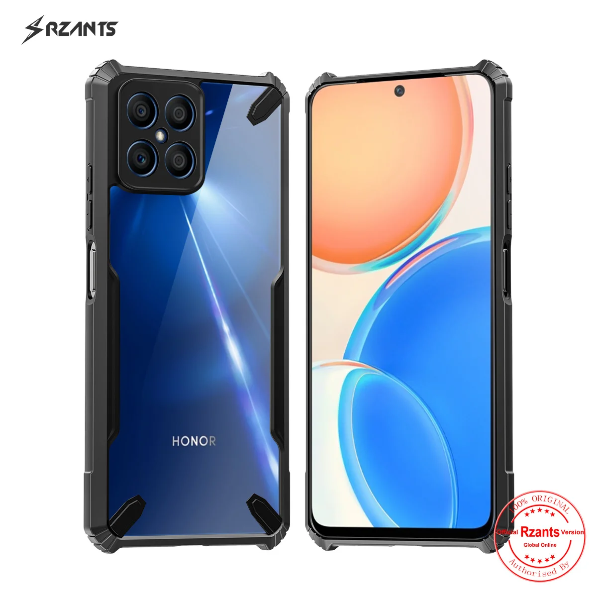 

Чехол Rzants для Honor X8, прозрачный Чехол [Bull], тонкий прочный защитный прозрачный чехол для телефона с подушкой безопасности