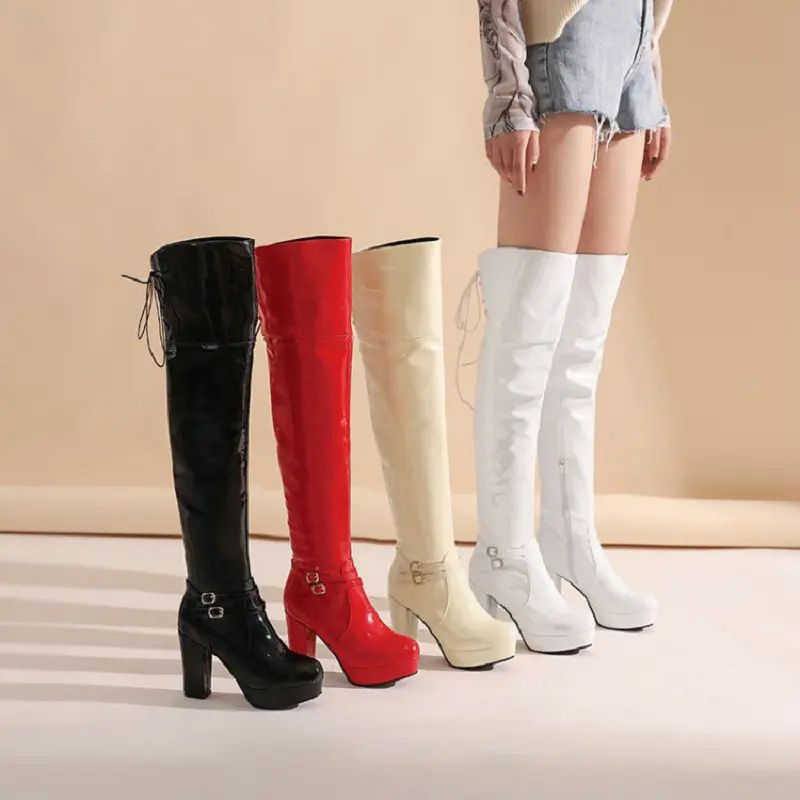 Пикантные Клубные свадебные ботинки QPLYXCO из лакированной искусственной кожи на