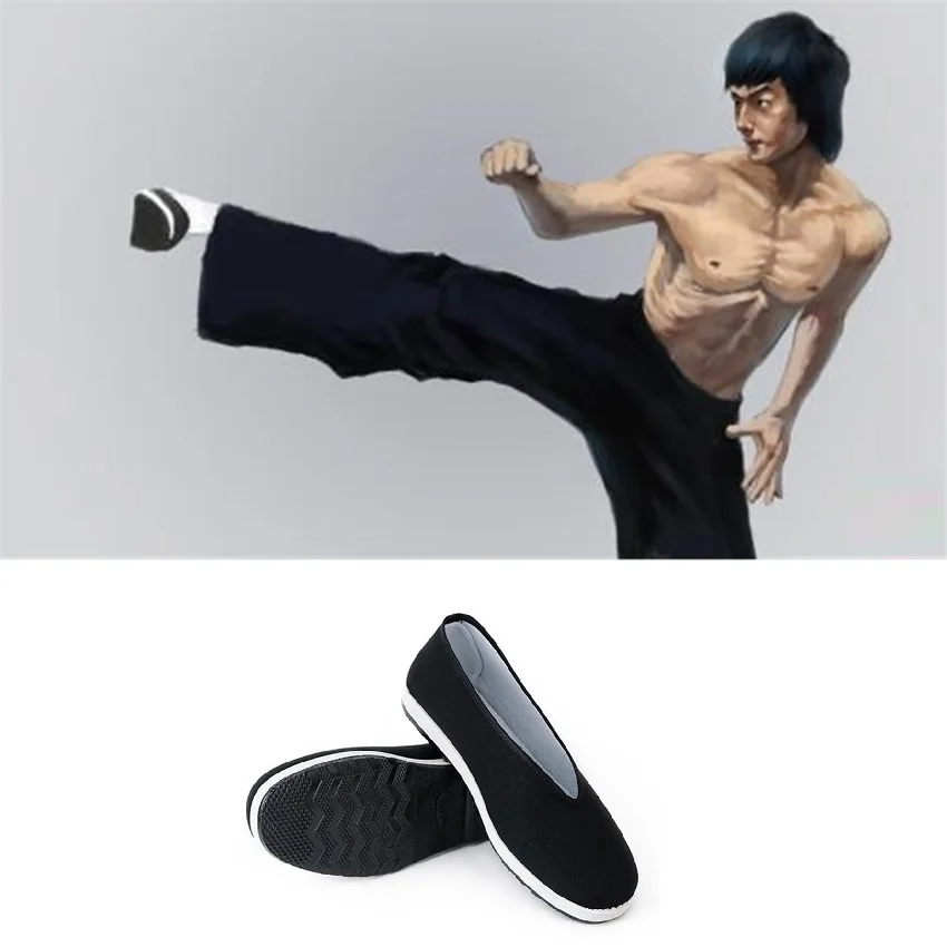 

Китайские традиционные хлопковые ботинки кунг-фу, черные ботинки в стиле Брюса Ли, тайчи, вушу для боевых искусств, костюм танга, спортивная одежда, кроссовки с вентиляцией