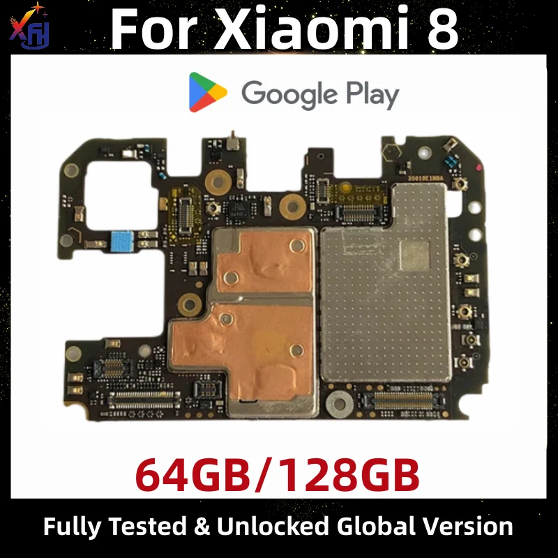 Enlarge Global Version Original Unlocked Motherboards For Xiaomi Mi 8 Mi8 Mainboard Logic Board 64GB 128GB ROM Main Circuits Board