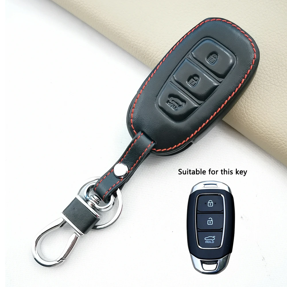 

Кожаный Автомобильный чехол для ключа с дистанционным управлением для Hyundai i30 ix25 Elantra Solaris Azera greatig TM Accent Santa Fe Palisade