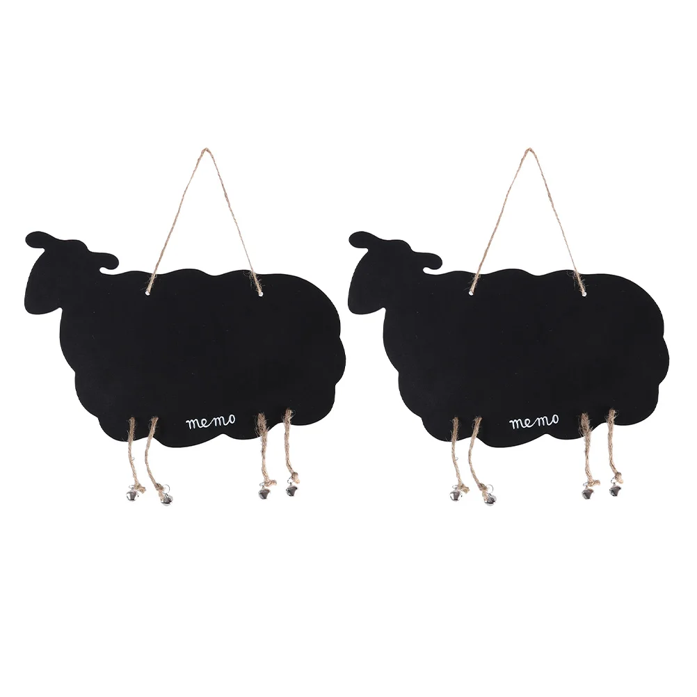 

2 Pcs Double Sided Hanging Blackboard Food Tags Buffet Small Sheep Shaped Message The Sign Mini Memo Wooden Lovely Child