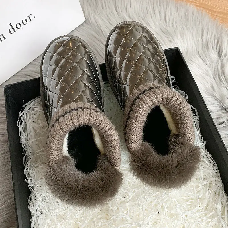 

Boots New Female 2022 Winter Pure Color Waterproof Non-Slip Fashion Warm Cotton Shoes "Women 's Boots