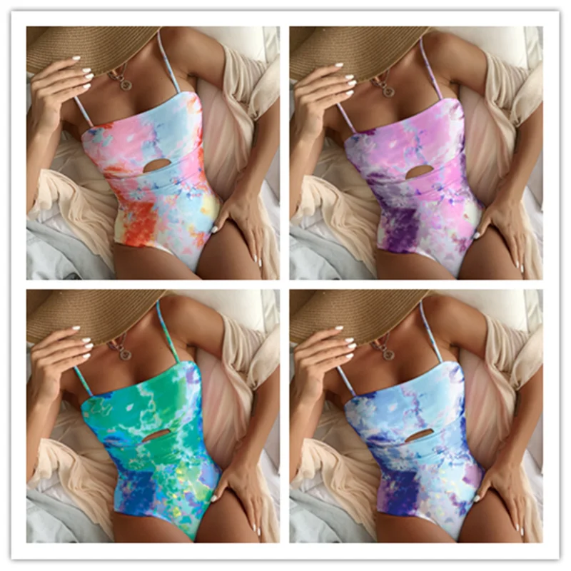 

Tie-dye Swimsuit One Piece Sexy Strap Swimwear