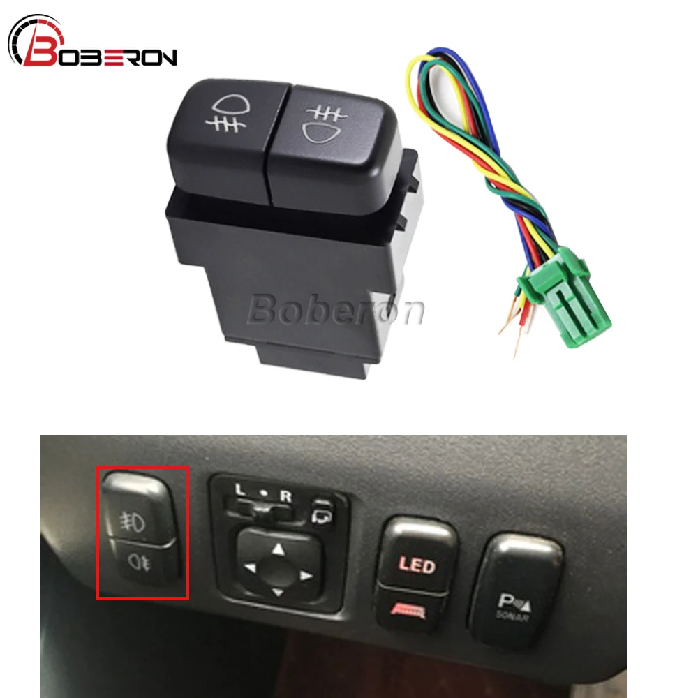 

1PC for Mitsubishi Car Front Rear Fog Light Switch Button With Connection Wire Dual Switch