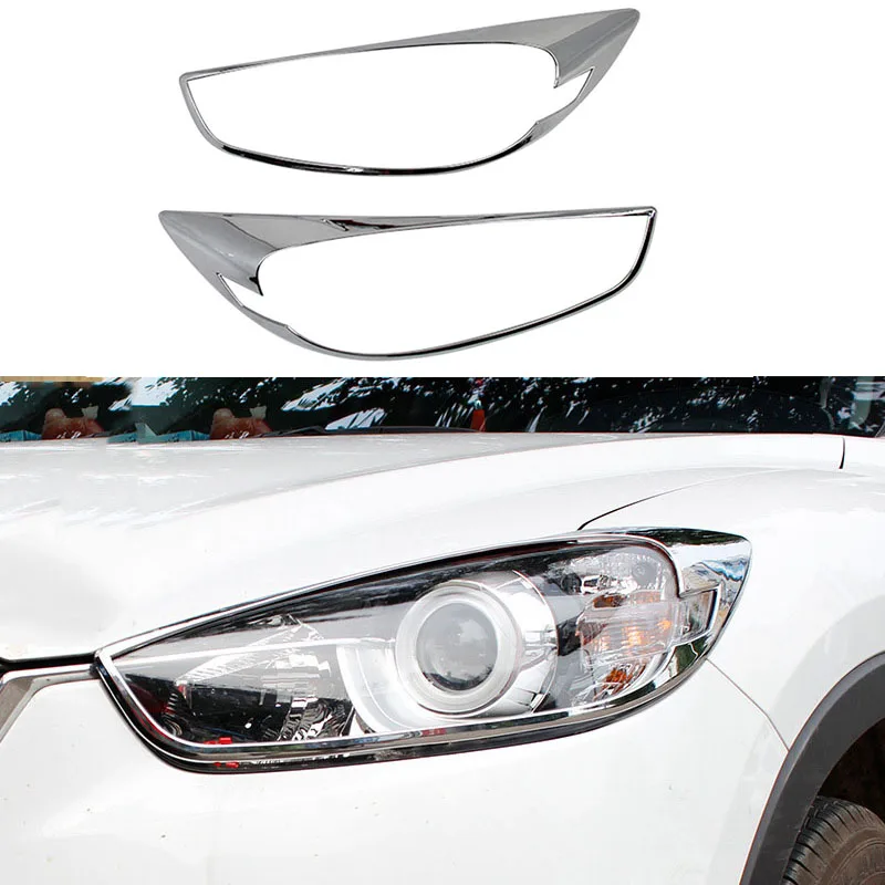 

For Mazda CX-5 CX5 2012 2013 2014 2015 2016 Front Head Light Lamp Hood Molding Frame Stick ABS Chrome Cover Trim