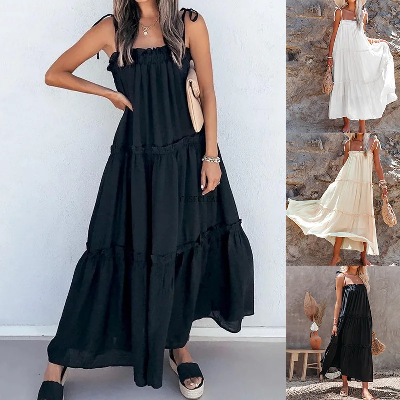 

2022 summer dress ladies solid color sexy suspender skirt women's clothing