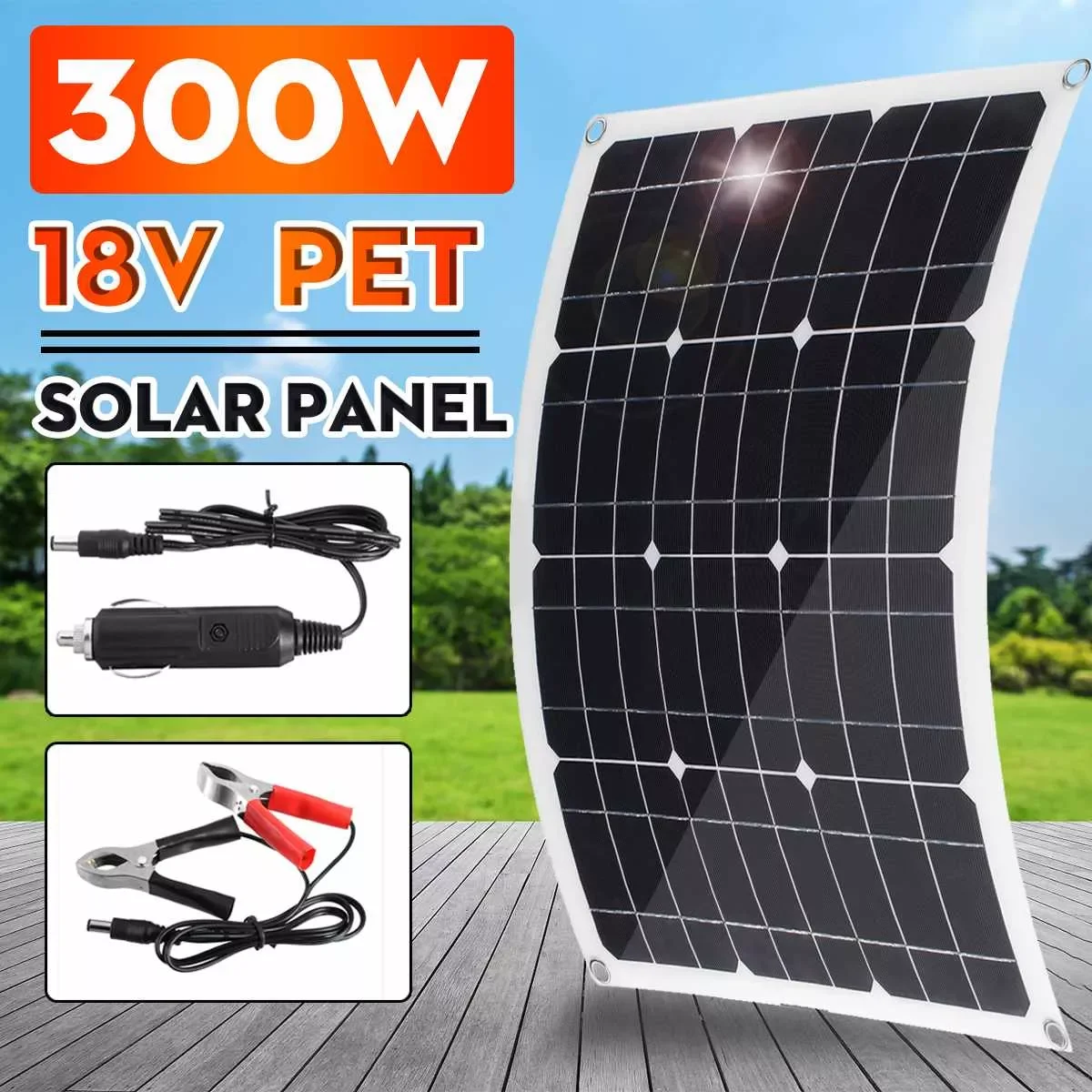 

600W/300W Solar Panel for Car Yacht RV Battery Charger 18V Semi-flexible Monocrystalline Solar Cell DIY Cable Rechargeable Power