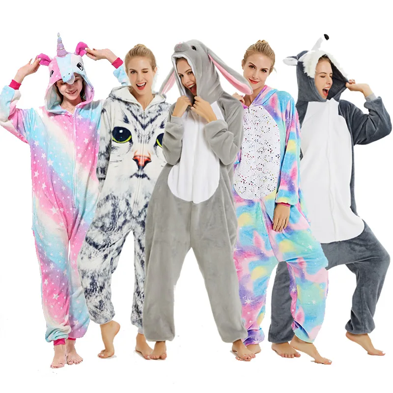 

Women Pajamas Hooded Onesie Unicorn Animal Cartoon Blanket Sleepers Warm Costume Winter Boys Girls Licorne Jumpsuit Christmas